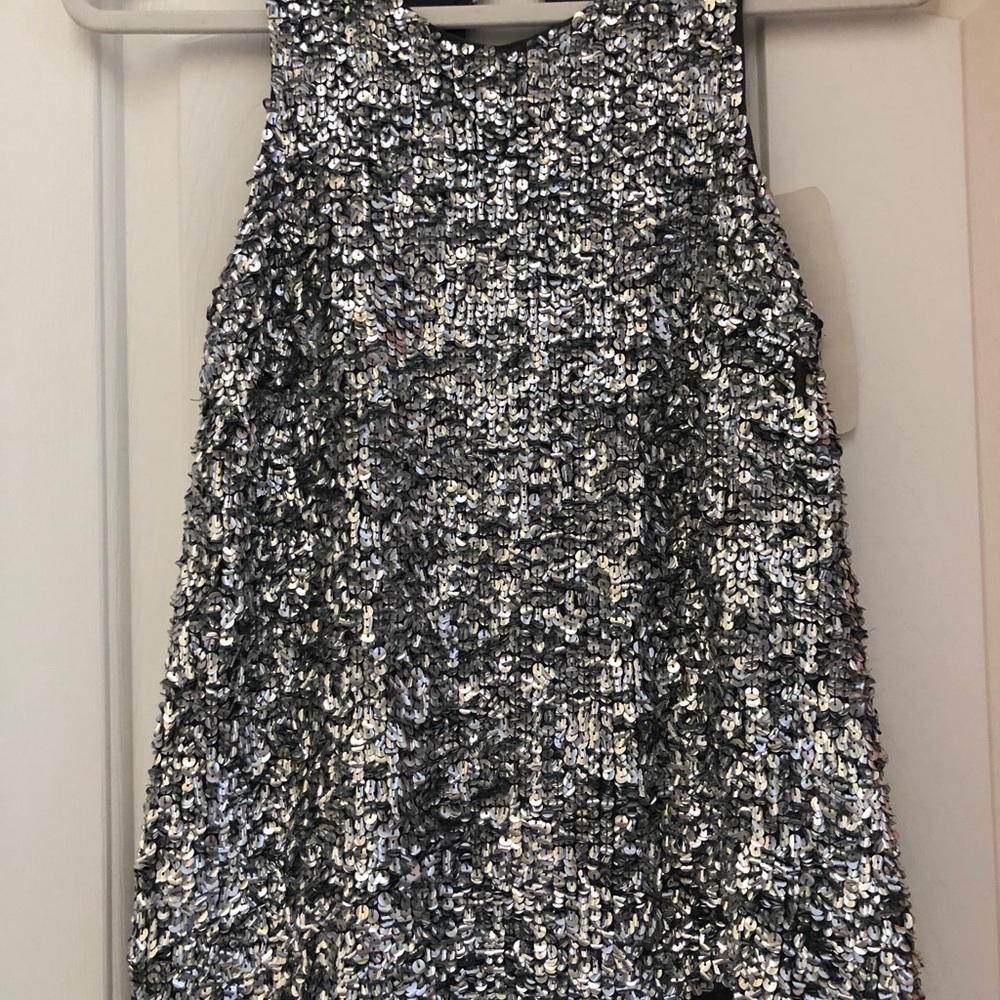 Chelsea & Violet Silver Sequins Tank Top SZ XS
